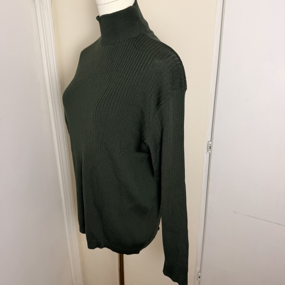 VTG Womens BROOKS BROTHERS 100% Merino Wool Sweater Green MadeInITALY Turtleneck